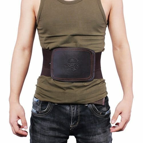 JIAHE Adjustable Leather Lumbar Back Brace With Curve Steel Plate For