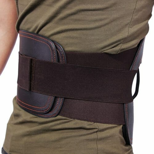 JIAHE Adjustable Leather Lumbar Back Brace With Curve Steel Plate For