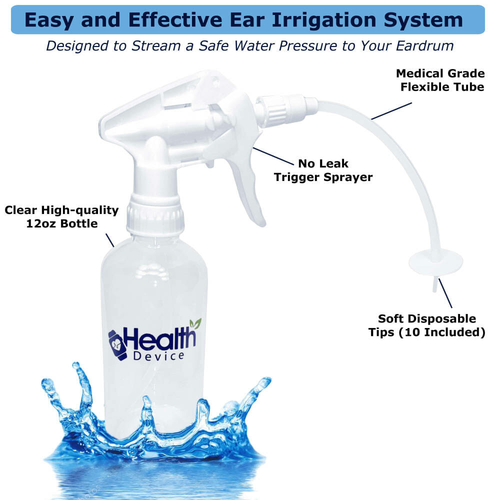 Easy and effective ear irrigation system - safe water pressure to eardrum Easy and effective ear irrigation system - safe water pressure to eardrum